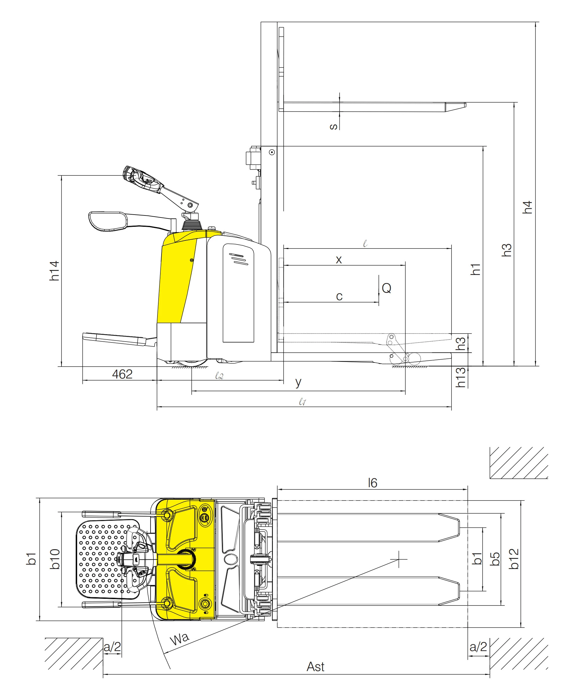 Transpalet electric cu două niveluri EVP20-IP, înălțime de ridicare 1600–2500 mm