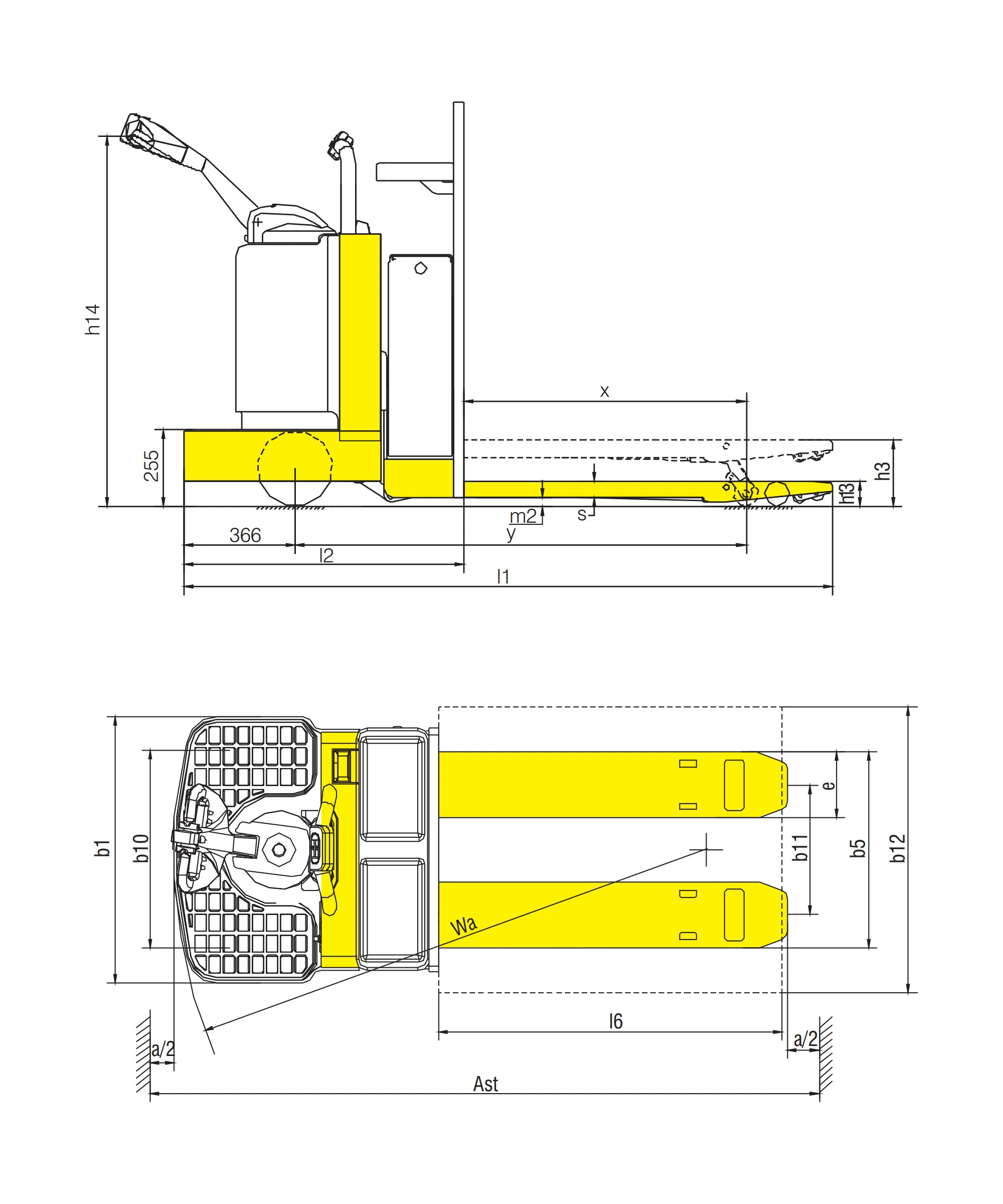 Transpalet electric EPV25EC/EPV30EC cu platformă pentru operator