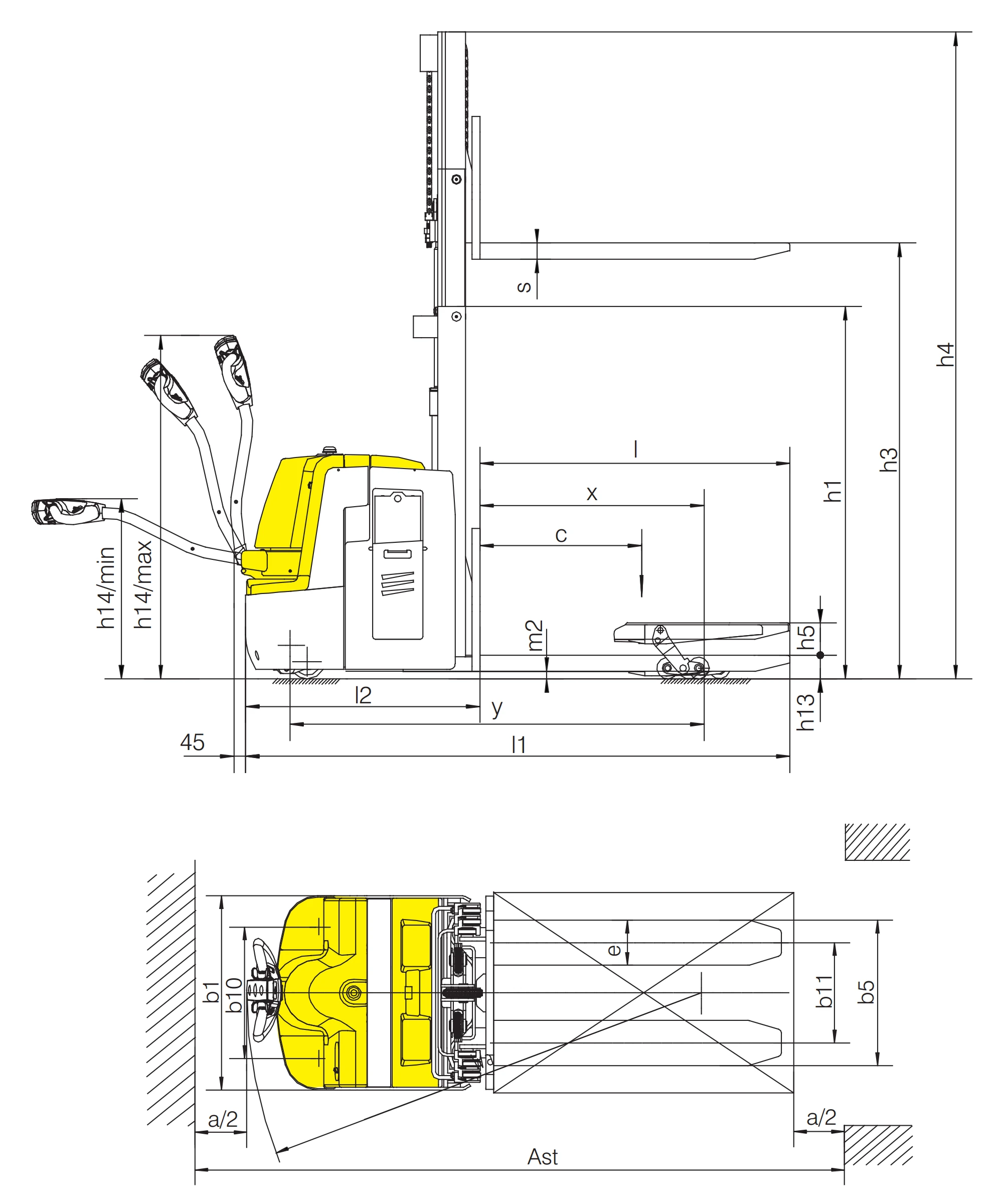 Transpalet electric EPV20-I/EPV20LD-I, capacitate totală de 2000 kg