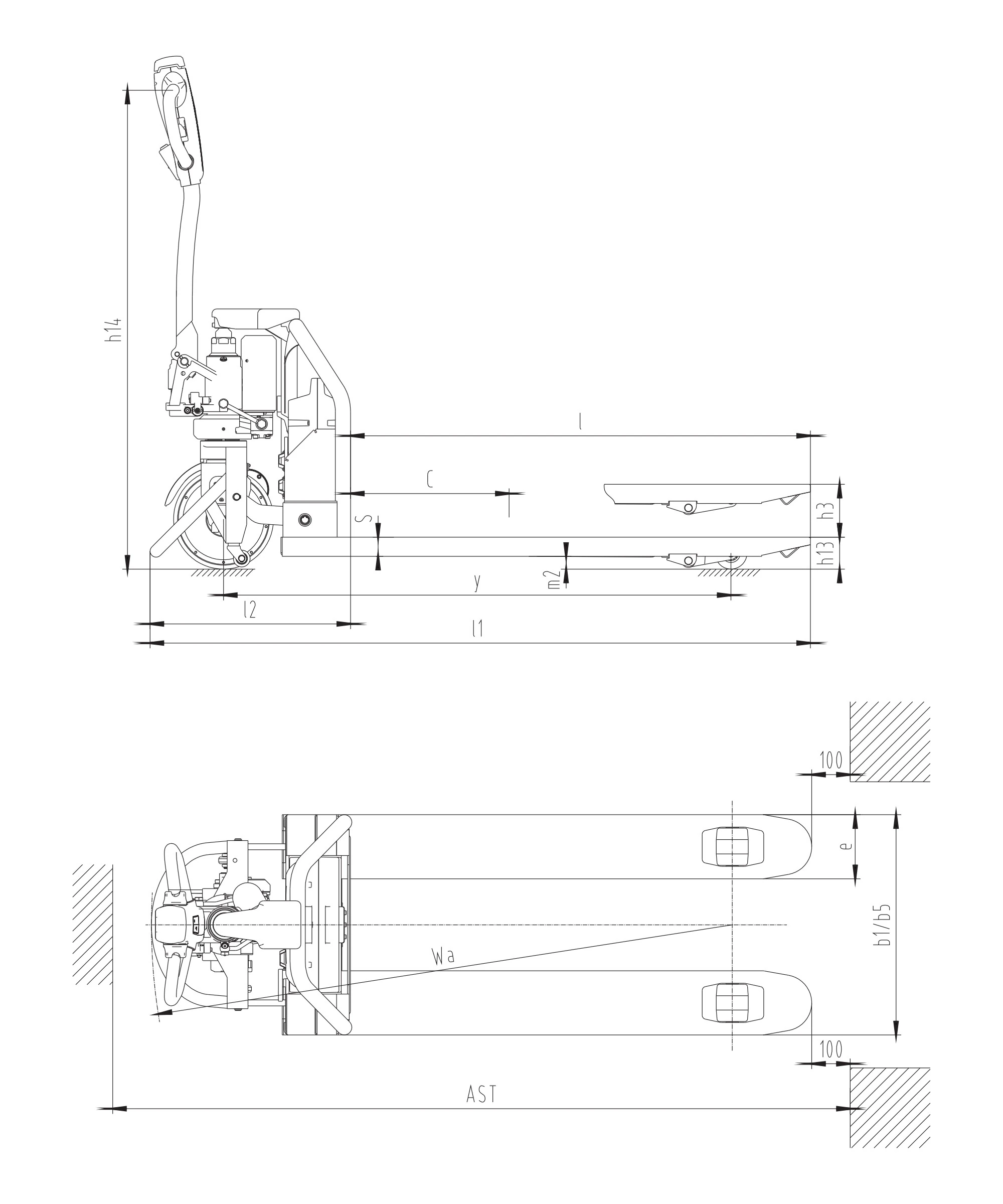 Transpalet electric compact EPV15LD-Li cu frână electromagnetică regenerativă