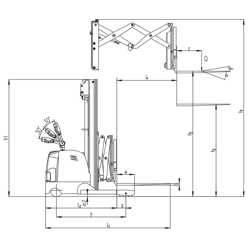Stivuitor EVV15DDS/EVV20DDS cu mecanism de extensie tip foarfecă