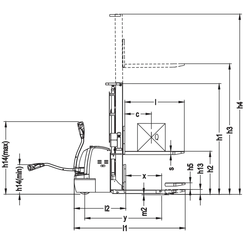 Stivuitor electric EVV15-I cu catarg de până la 5600 mm