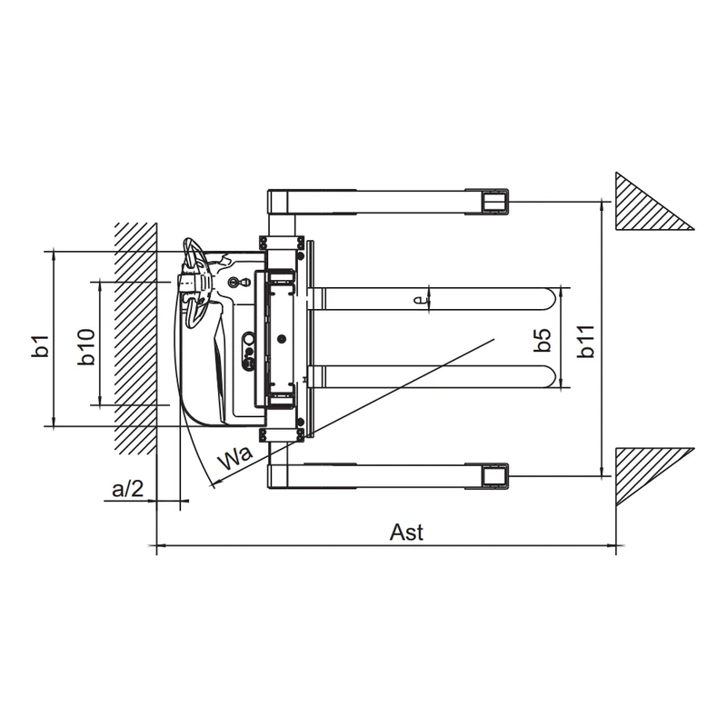 Stivuitor electric cu catarg EVV10B-PV/EVV12B-PV/EVV15B-PV, înălțime de ridicare 1600-3000 mm