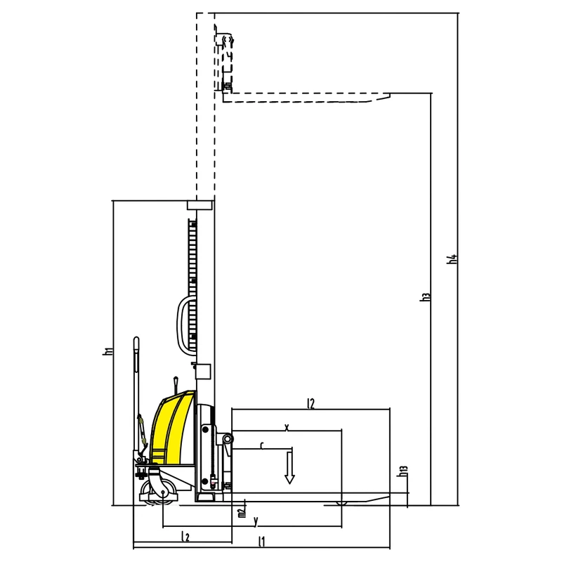 Stivuitor semielectric pentru paleți PEVV15-PV cu ridicare electrică