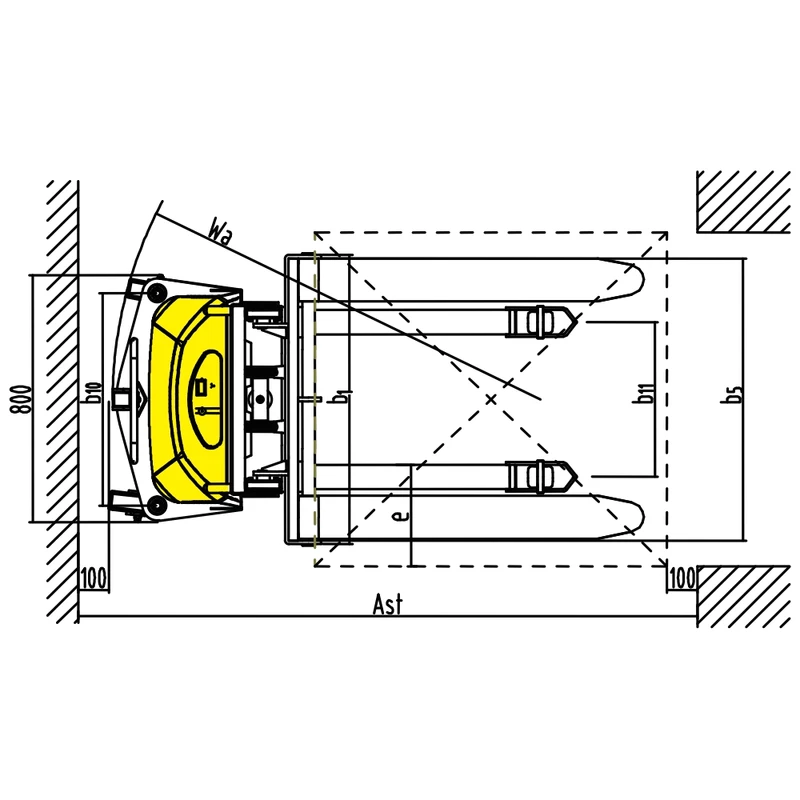 Stivuitor semielectric PEVV15-PV cu pompă hidraulică de 1,5 kW
