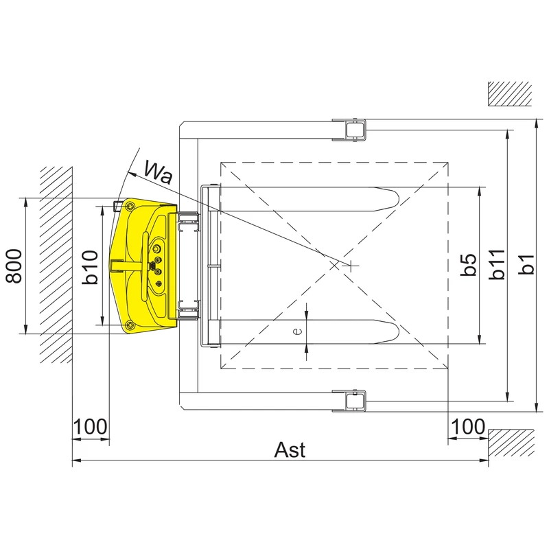 Stivuitor semielectric PEVV10-DPV/PEVV15-DPV, înălțime de ridicare 1600-3500 mm