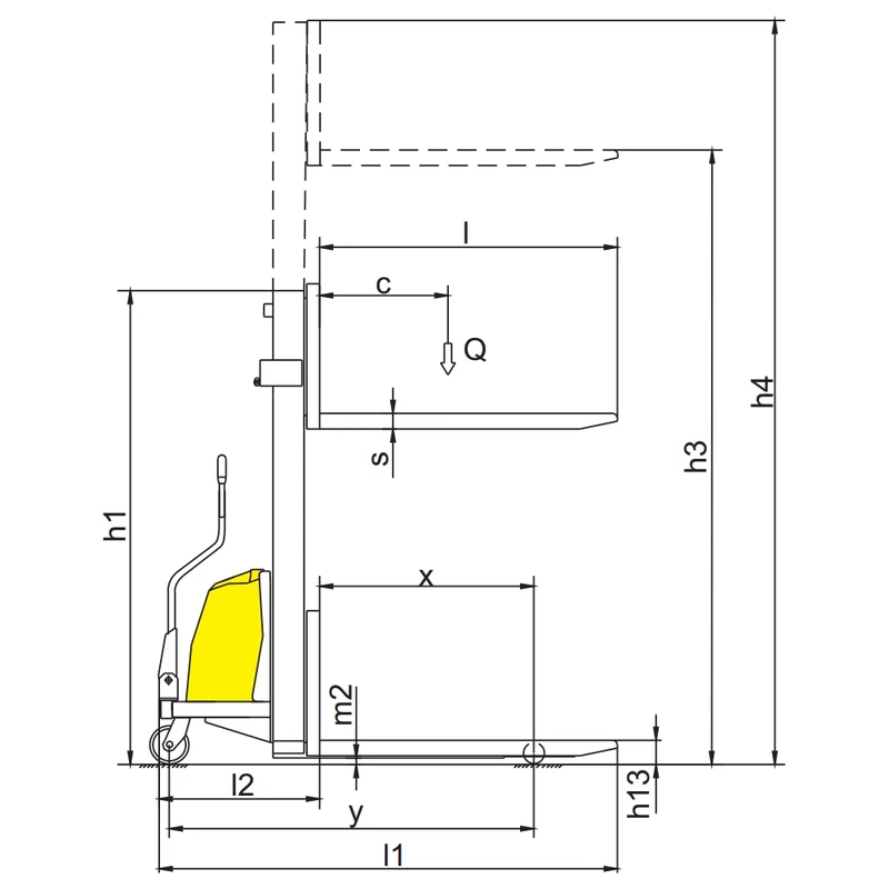 Stivuitor semielectric pentru paleți PEVV10/PEVV15, detaliu constructiv