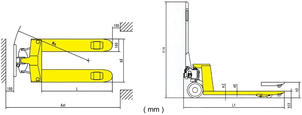 Dimensiuni transpalet manual clasic RPV2500CT/RPV3000CT