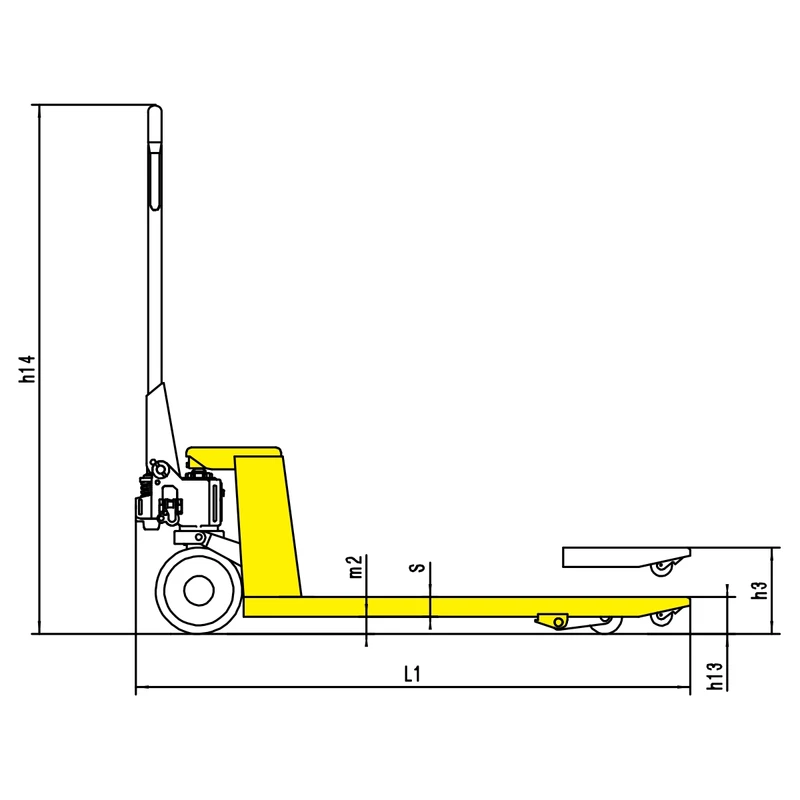 Dimensiunile transpaletului manual îngust RPV2000UV de 2000 kg