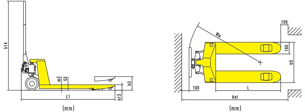 Dimensiuni transpalet manual premium RPV2500PT/RPV3000PT