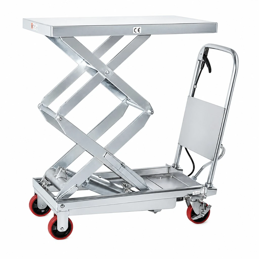 Masă elevatoare mobilă din inox cu foarfecă dublă (MPS350DS), 350 kg