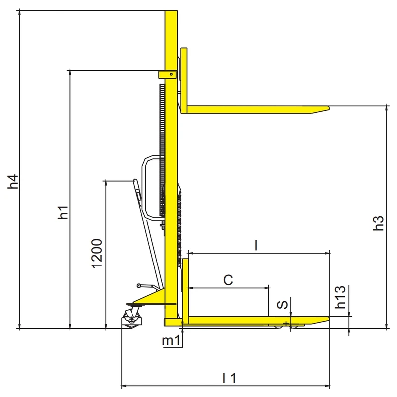 Sistem hidraulic cu pedală și manetă al stivuitorului manual RVV1000