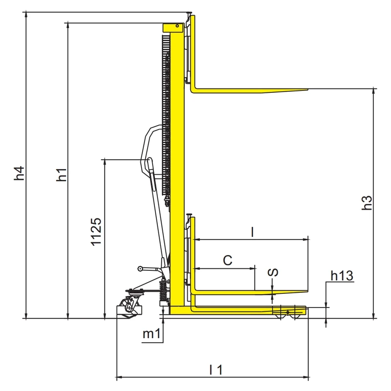 Stivuitor manual RVV-PV cu înălțime de ridicare de până la 2500 mm
