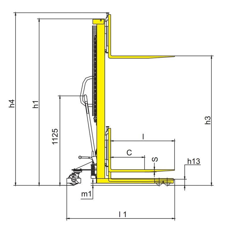 Stivuitor manual RVV-DSV cu furci forjate reglabile