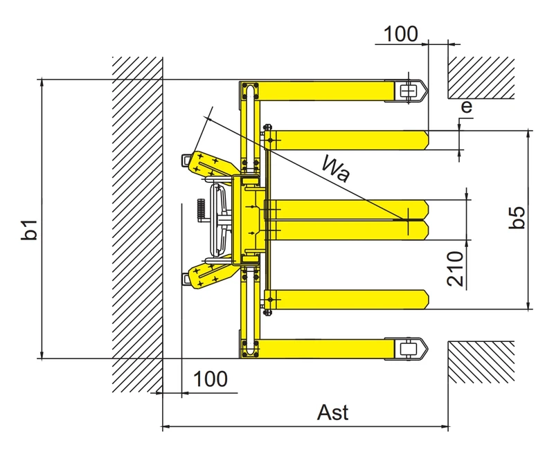 Stivuitor manual cu catarg RVV-DSV și înălțime de ridicare de 1600 mm