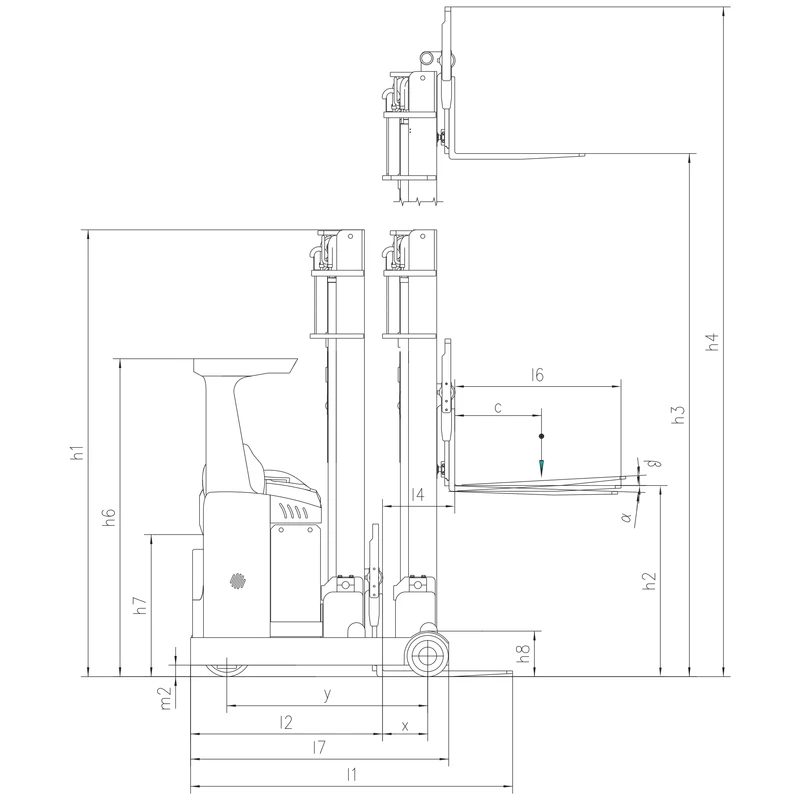 Stivuitor REV16 cu înălțime de ridicare de până la 9500 mm