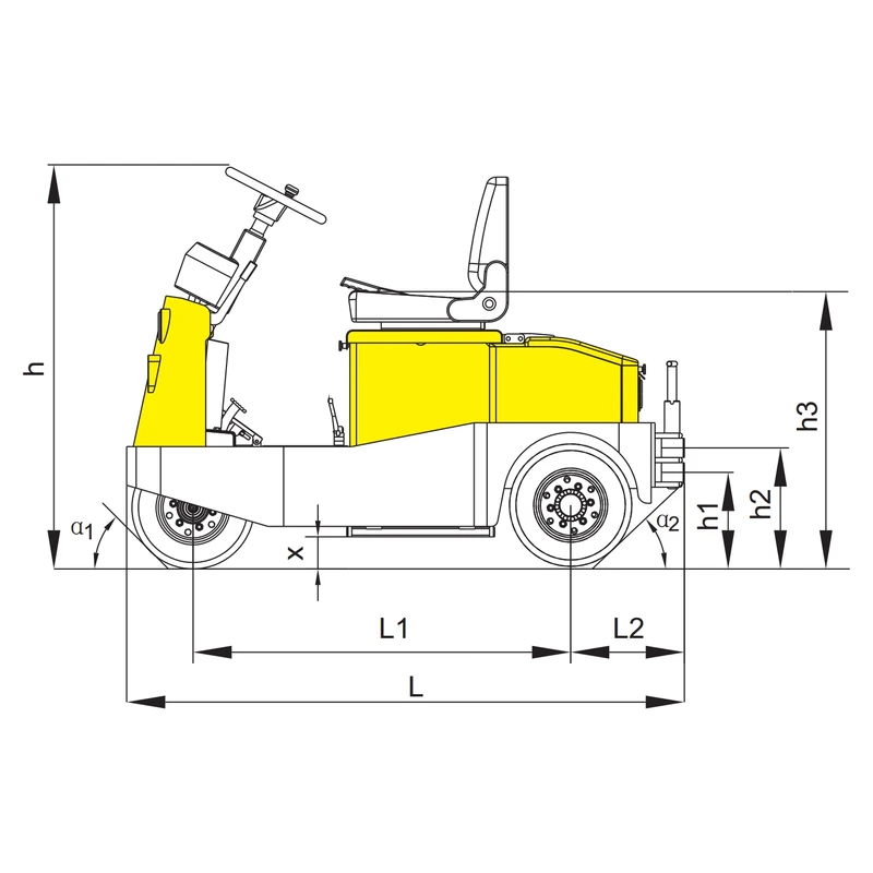 Tractor electric de tractare VEV – vedere laterală